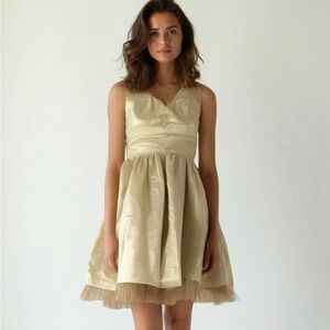 Olive dress size medium Shimmery colored sleeveless dress with a ruffled…